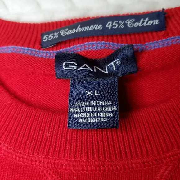 GANT | Men's apple-red long-sleeve cashmere-blend sweater. Size XL. - Picture 4 of 5